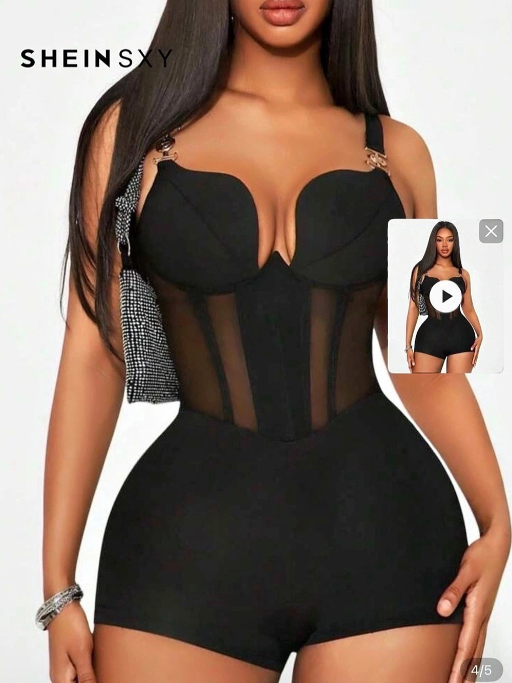 SHEIN Black Mesh Romper Like New